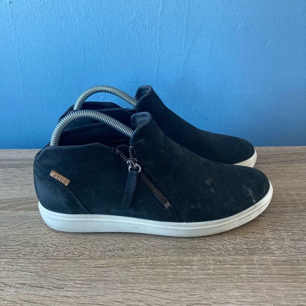Ecco Black Suede Slip-On Mules with White Sole
